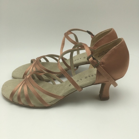 Angelo Luzio 5-strap ballroom shoe tan 10 - Picture 2 of 7